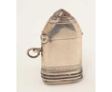 A George V silver novelty vesta case, by William Hair Haseler, Birmingham 1915, of First World War shell/bomb pattern, Rd6507