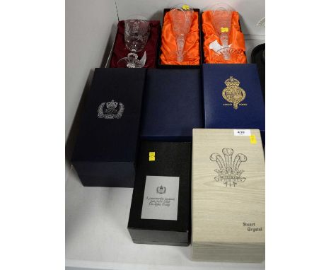 A selection of Royal commemorative wine glasses, by makers including Stuart Crystal, Caithness, Royal Doulton, and others, ea