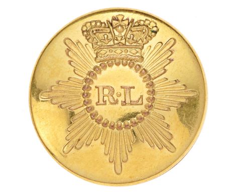 Royal Lancashire Militia William IV Officer coatee button circa 1830s.  Good scarce gilt open-back crowned bearing star; R.L 