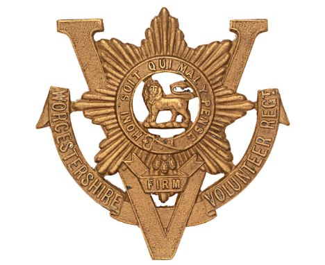 Worcestershire Volunteer Regiment WW1 VTC badge circa 1915-18.  Good scarce die-stamped brass large V intertwined with Worces