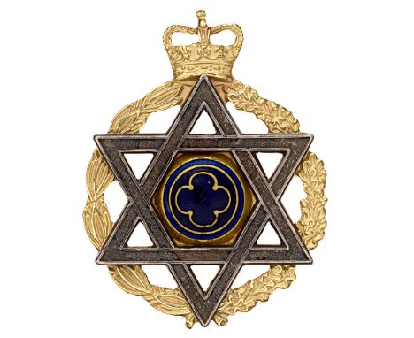 Royal Army Chaplains Department Jewish post 1953 dress cap badge Scarce die-cast gilt example bearing silvered Star of David 