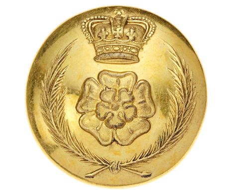 1st Royal Lancashire Militia Victorian Officer coatee button pre 1855. Good scarce gilt closed-back bearing crowned rose with
