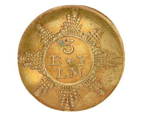 3rd East York Local Militia George III Officer coatee button circa 1808-16.  Good scarce gilt open-back bearing star; 3/EY/LM