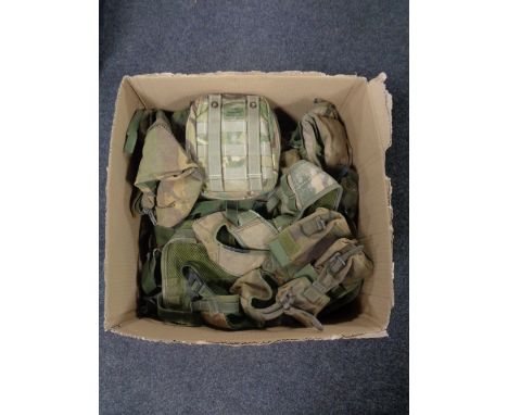 A box of army surplus webbing and pouches