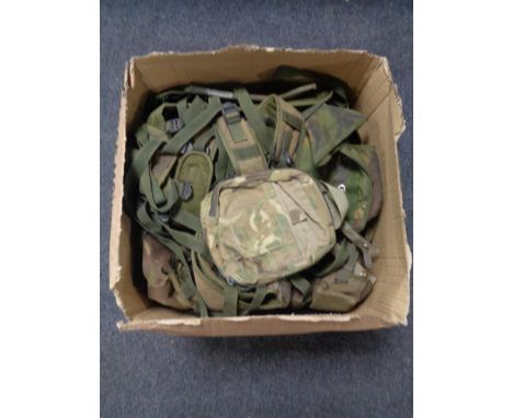 A box of army surplus webbing and pouches