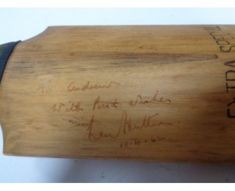 A vintage Stuart Sturidge and Company Limited cricket bat, signed to reverse by Sir Len Hutton.  