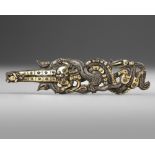 A GILT-BRONZE BELT HOOK, HAN DYNASTY (206 BC-220 AD) OR LATER