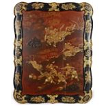 A JAPANESE LACQUERED PANEL DEPICTING A HUNTING SCENE WITH TIGER, 19TH CENTURY