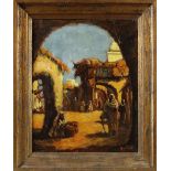 ORIENTALIST SCHOOL, AN ARABIAN MARKET PLACE, OIL ON CANVAS, 20TH CENTURY