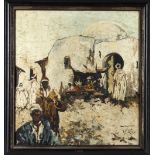ORIENTALIST SCHOOL, FIGURES IN A STREET, OIL ON CANVAS, 20TH CENTURY
