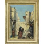 ORIENTALIST SCHOOL, FIGURES IN A STREET, OIL ON CANVAS, 20TH CENTURY