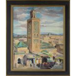 ORIENTALIST SCHOOL, THE KOUTABA IN MARRAKECH, OIL ON CANVAS, 20TH CENTURY