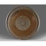 A LARGE SAFAVID TINNED COPPER TRAY, PERSIA 18TH CENTURY