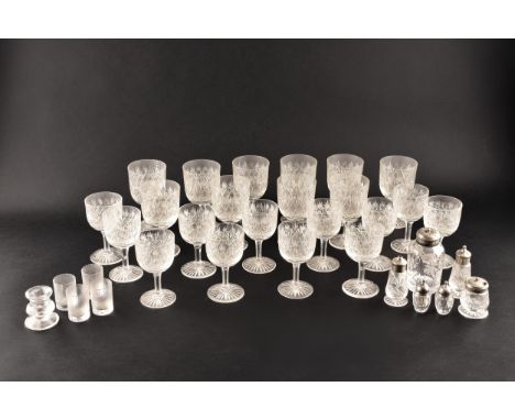 A collection of Thomas Webb crystal glassware, including twelve Wellington white wine goblets, 13cm tall, ten larger wine gob