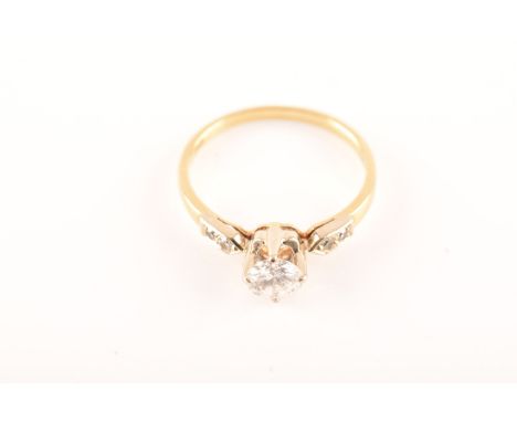 A 18 carat yellow gold diamond solitaire, set to centre with a round brilliant cut diamond with an approximate weight of 0.55