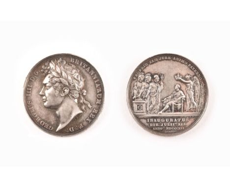 British Medals, George IV, Coronation 1821, the official silver medal, by Benedetto Pistrucci, laureate bust l., GEORGIUS III