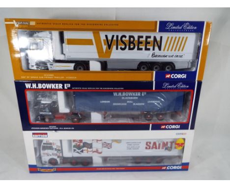 Corgi - 3 diecast 1:50 scale models, MAN TGA XXL Box Trailer, Saints Transportr # CC13406, Atkinson Borderer Tautliner, W H B