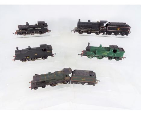 Model Railways - five unboxed OO gauge steam locomotives comprising Tri-ang  4-4-0 Class 1L #31757,  0-4-0 Southern Region ta