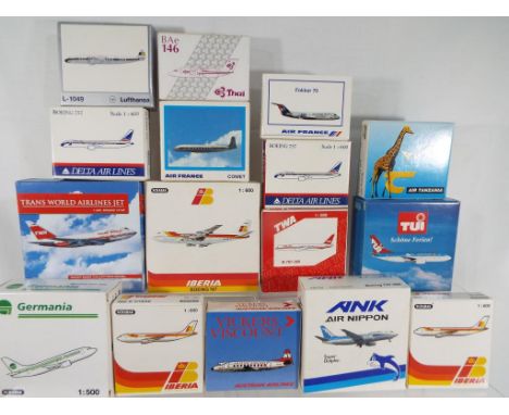 Schabak - sixteen diecast airplanes in 1:600 scale comprising 825343, 096033, 901207, 919103, 927108, 251647, 251869, 941135,