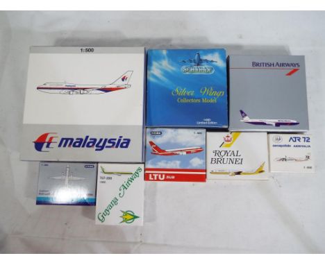 Eight diecast models of commercial airliners by Schabak in 1:500 and 1:600 scale, all models appear mint in original packagin