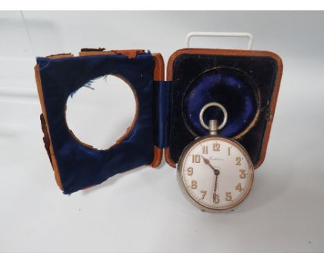 A GIANT OPEN MANUAL WIND POCKET WATCH DIAL STAMPED FRODSHOM IN ORIGINAL TRAVEL CASE A/F 