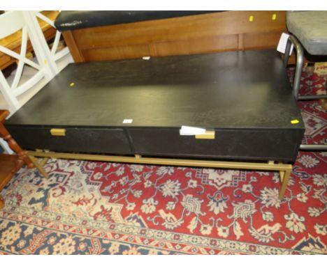 A MODERN LOW TWO DRAWER CONSOLE / COFFEE TABLE