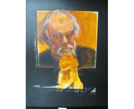 AN OIL ON CANVAS BY RICHARD A WILLS 08 SIGNED VERSO PORTRAIT STUDY OF A BEARDED MAN