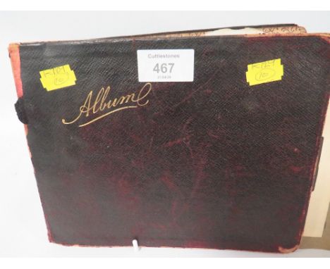 A VINTAGE SKETCH BOOK CONTAINING WATER COLOURS, PEN AND INKS AND PENCIL SKETCHES ETC