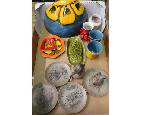 Selection of various Poole Pottery including Wild Poppy up-lighter, vases, figures etc 