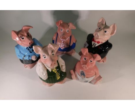 Set of five Wade Natwest piggy banks 