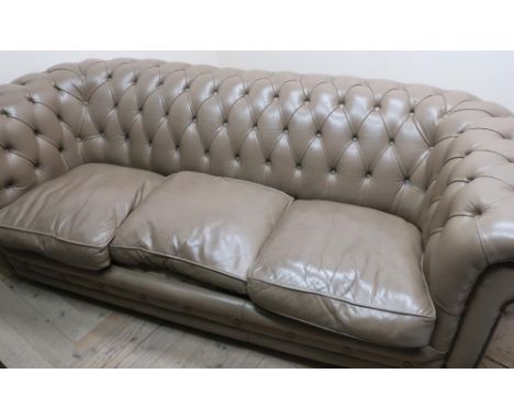 Three seat Chesterfield style sofa on bun feet (width 200cm) 