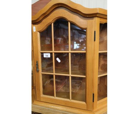 Light wood display cabinet enclosed by single door (58cm x 15cm x 53cm) 