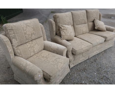 Quality two piece suite comprising of three seat wing back sofa and matching armchair 