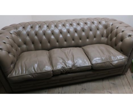 Three seat Chesterfield style sofa on bun feet (width 200cm) 