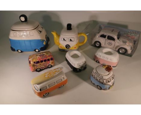 Collection of ceramic VW money boxes, teapots etc 