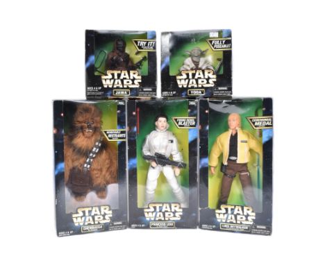 Star Wars - Five vintage 'Action Collection' Kenner made 12" scale action figures - Luke Skywalker, Chewbacca, Princess Leia,