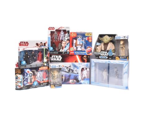 Star Wars - a collection of assorted Hasbro made action figures and playsets, to include: Force Awakens First Order Snowspeed