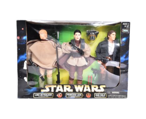 Star Wars - a vintage 1998 Kenner Collection made 12" scale triple action figure set including Luke Skywalker In Tatooine Gea