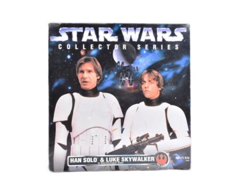Star Wars - a vintage 1997 Kenner made 12" scale action figure set ' Han Solo &amp; Luke Skywalker In Stormtrooper Gear '. Fa