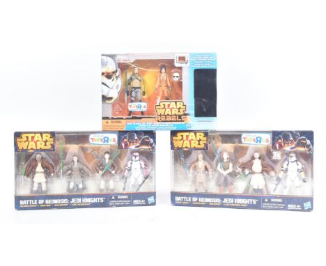 Star Wars - Toys R Us Exclusives - x3 boxed action figure sets: Star Wars Rebels 'Reveal The Rebels: Jedi Reveal', Battle Of 