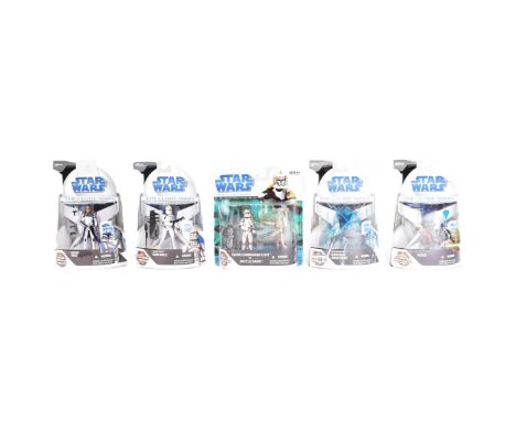 Star Wars - The Clone Wars - a collection of x5 2008 / 2009 Hasbro made Clone Wars carded action figures, comprising: Yoda, H
