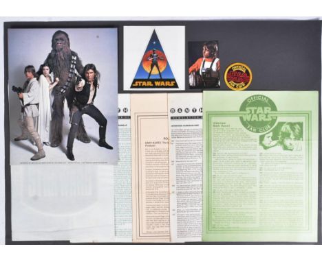 Star Wars - a collection of original early c1977 / 1978 Star Wars Fan Club merchandise / free gifts. Including: a scarce unus