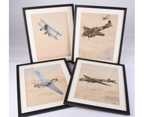F.D Maynard (British School, mid-20th century), A collection of 16 watercolour studies of Second World War aircraft, dated 19