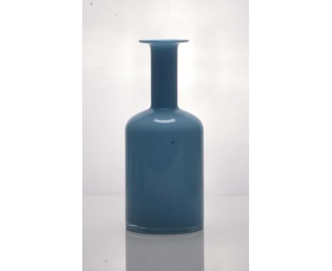 OTTO BRAUER (1911-1984) FOR HOLMEGAARD; a 'Gulvvase' finished in a pale blue colour with a solid opaque interior, 25cm highCo