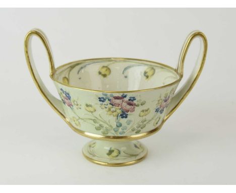 William Moorcroft for Macintyre &amp; Co, a twin-handled 'Florian Ware' pedestal bowl, circa 1907, tubelined with pink and bl
