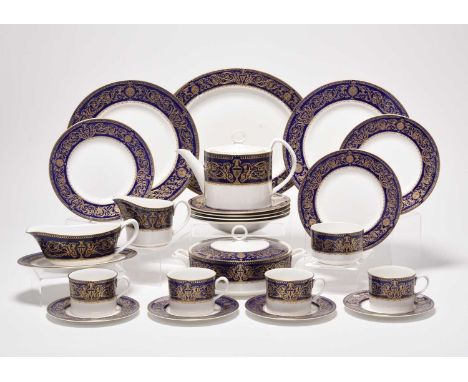 A Royal Worcester 'Sandringham' service, comprising six bowls, a pair of vegetable tureens and covers, six dinner plates, gra