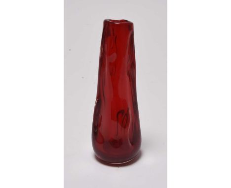 William Wilson and Harry Dyer for Whitefriars, a ruby red knobbly vase, 24.5cm highCondition:Some surface scratches to the un