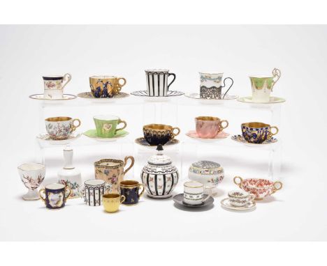 A collection of Coalport cabinet and coffee cups and saucers, late 19th century onwards, together with some miniatures and sm