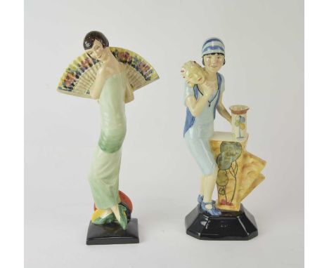 A limited edition Kevin Francis figure of a Lady with a Fan modelled by Geoff Blower, 71/500, 28cm high; together with a Kevi