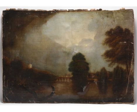 British School (19th Century) Follower of Constable, An Extensive River Landscape, a multi arched bridge spanning a wide rive